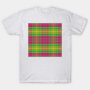 Scottish tartan, black, yellow, pink; green T-Shirt